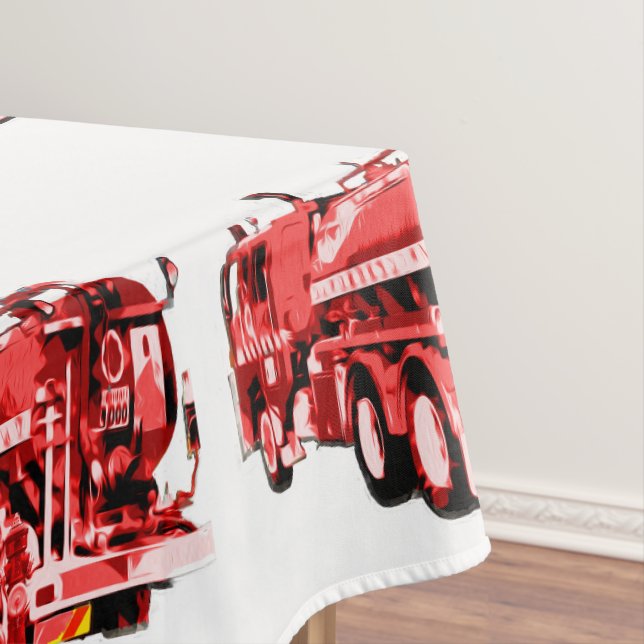 Red Fire Engine Oil Paint,  Tablecloth (In Situ)