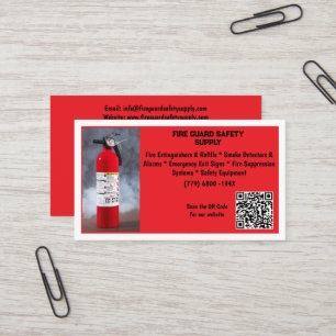 Red Fire Extinguisher Fire Safety   Business Card