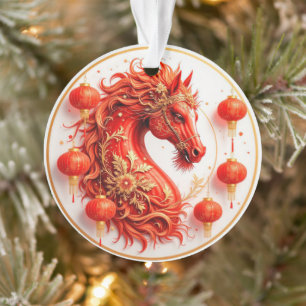 Red Fire Horse – 2026 New Year Celebration Design Ornament