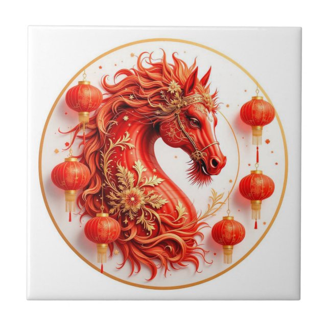 Red Fire Horse – 2026 New Year Celebration Design  Tile (Front)