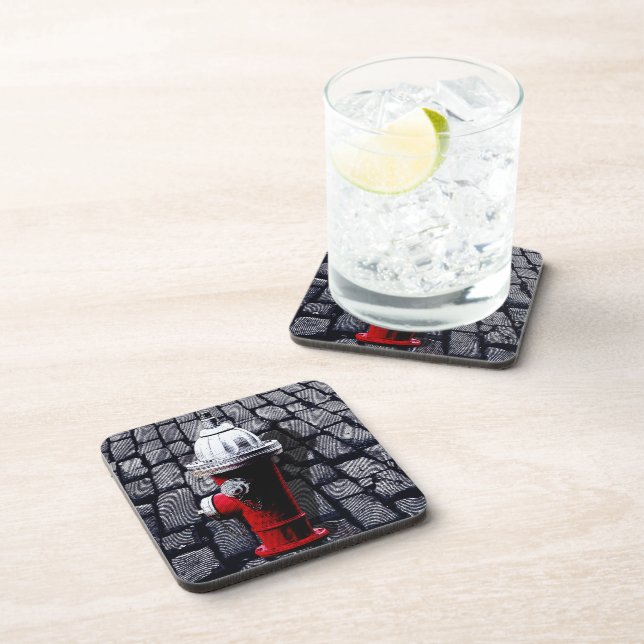 Red Fire Hydrant New York City Coaster Set (Right Side)