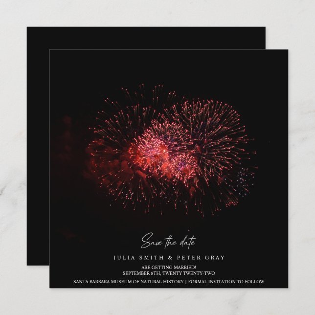 Red Fire on Sky Save The Date Invitation (Front/Back)