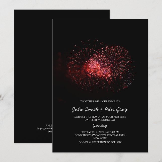 Red Fire on the Sky Wedding Invitation (Front/Back)