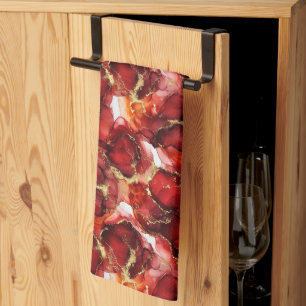Red Fire Pattern Kitchen Towel