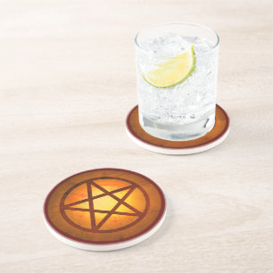 Red Fire Pentacle Coaster