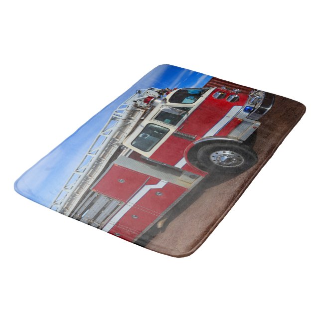 Red Fire Truck Bath Mat (Angled)