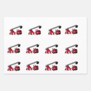  Red Fire Truck Birthday Party Wrapping Paper Sheet