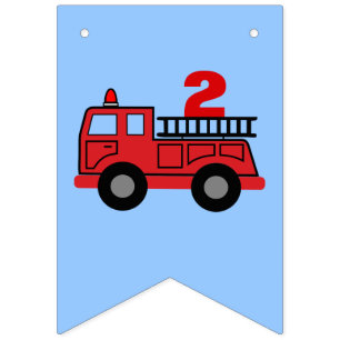 Red Fire Truck Boy's Birthday Party Bunting Flags