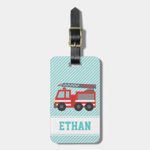 Red Fire Truck Boys Personalized Luggage Tag