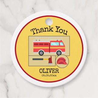 Red Fire Truck | Boys Themed Birthday Favour Tags