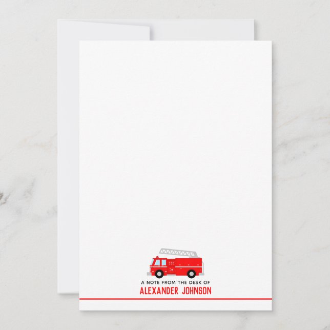 Red Fire Truck Kids Card (Front)