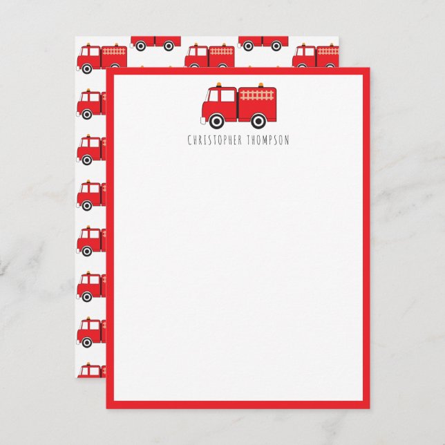 Red Fire Truck Kids Children's personalized  Card (Front/Back)
