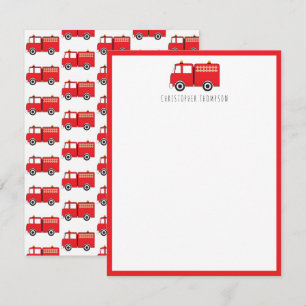 Red Fire Truck Kids Children's personalized Card