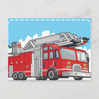 Red Fire Truck or Fire Engine Postcard