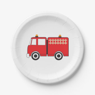 Red Fire Truck Paper Plate