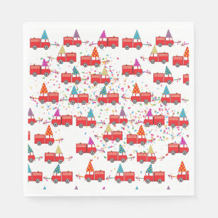 Red Fire Truck Party Pattern Napkin