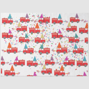 Red Fire Truck Party Pattern  Tissue Paper