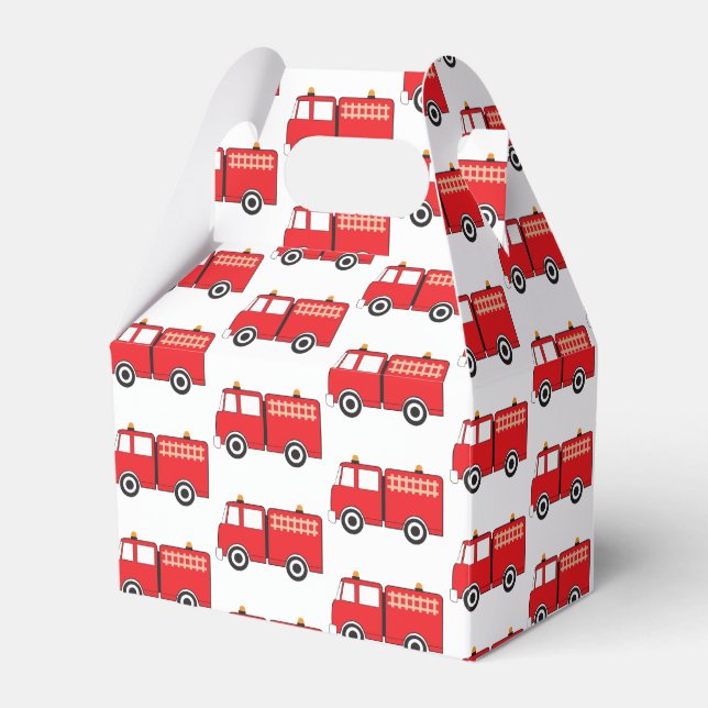 Red Fire Truck Pattern Favor Box (Front Side)