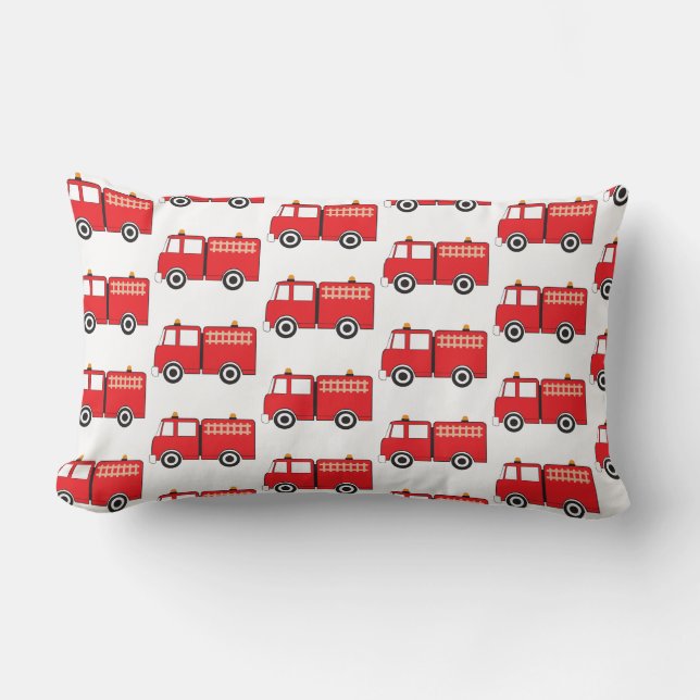 Red Fire Truck Pattern Lumbar Pillow (Front)