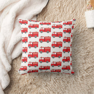 Red Fire Truck Pattern Throw Pillow