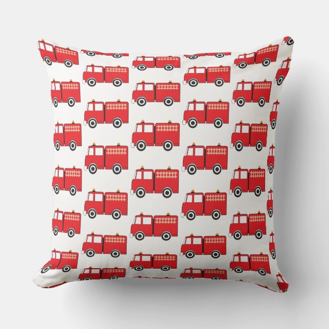 Red Fire Truck Pattern Throw Pillow (Front)