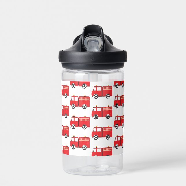 Red Fire Truck Pattern Water Bottle (Front)