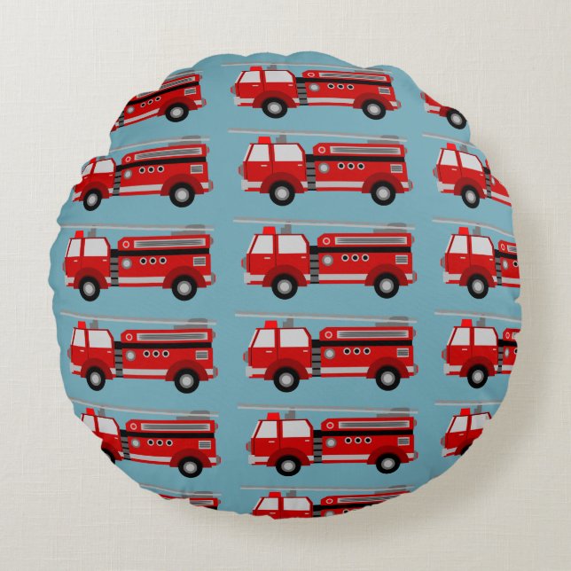 Red Fire Truck  Round Pillow (Front)
