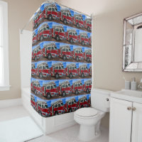 Red Fire Truck Shower Curtain
