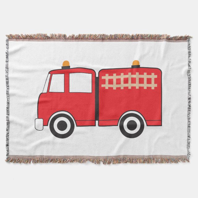 Red Fire Truck Throw Blanket (Front)