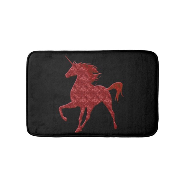 Red Fire Unicorn Bath Mat (Front)