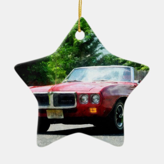 Red Firebird Convertible Ceramic Ornament (Front)