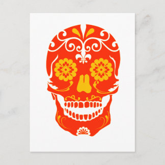 RED FIRED SKULL POSTCARD