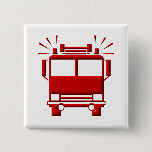 Red Firetruck 2 Inch Square Button