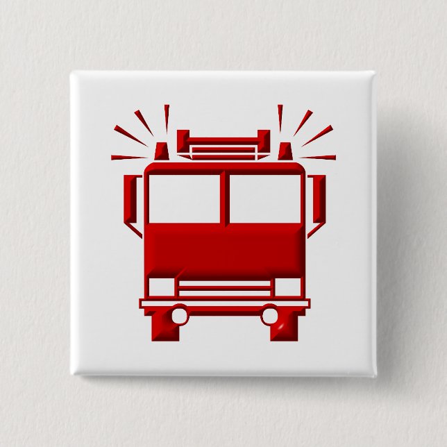 Red Firetruck 2 Inch Square Button (Front)