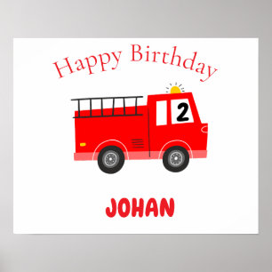 Red Firetruck  Birthday Guest Book