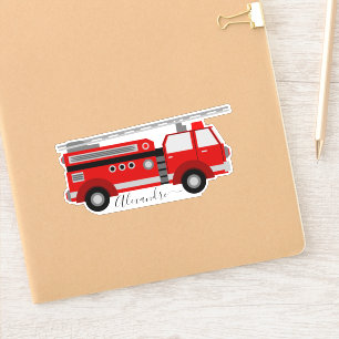 red firetruck personalised your name sticker