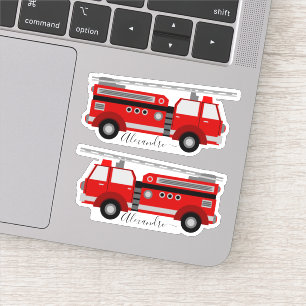 red firetruck personalised your name sticker