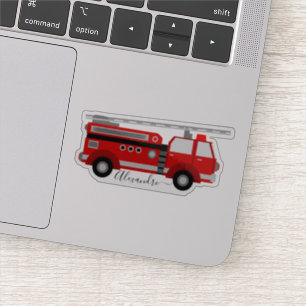 red firetruck personalized your name sticker