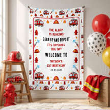 Red Firetruck Sound the Alarm Boy Birthday