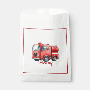 Red firetruck upsherin birthday party  favour bag