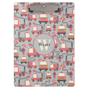Red Firetrucks Firefighter Kids Personalized Clipboard