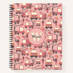 Red Firetrucks Firefighter Kids Personalized Notebook