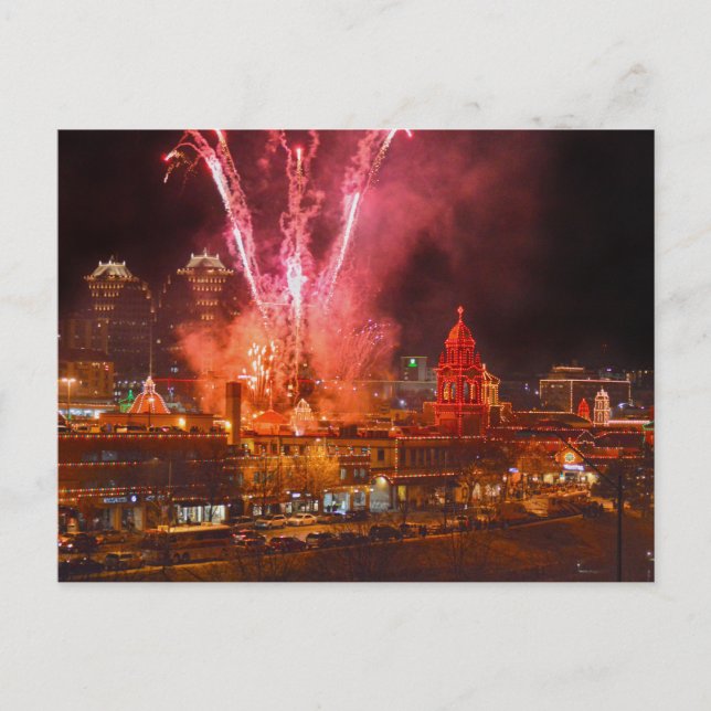 Red Fireworks over The Plaza, Kansas City  Postcard (Front)
