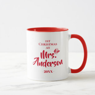Red First Christmas as Mrs. Gift for Wifey Mug