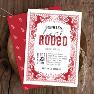 Red First Rodeo Invitation d'anniversaire - Wester