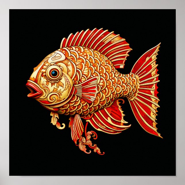 Red Fish Dark Painting  Poster (Front)