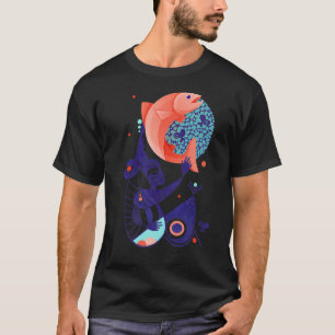 Red Fish Dream Blue Fantasy Creature Abstract Illu T-Shirt