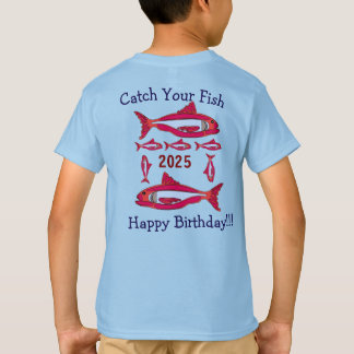 Red Fish For Kids T-Shirt Happy Birthday 2025