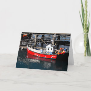 Red fishing boat in Guernsey Holiday Card