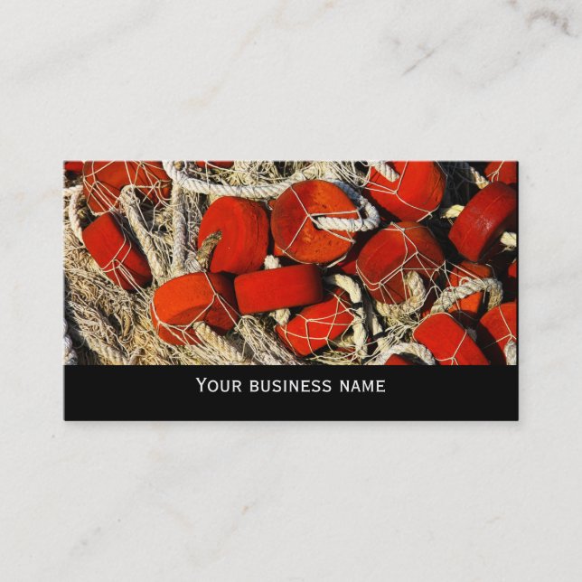 Red fishing nets seafood business  card template (Front)